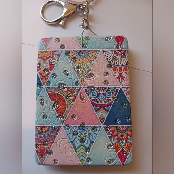 Vibrant Multicolor Geometric Keychain/ Bagcharm Mirror - Picture 3 of 3
